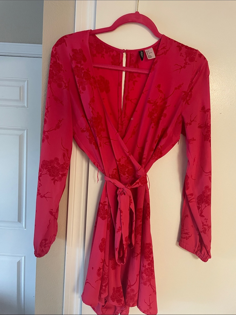 H&M Hot Pink Floral Wrap Romper